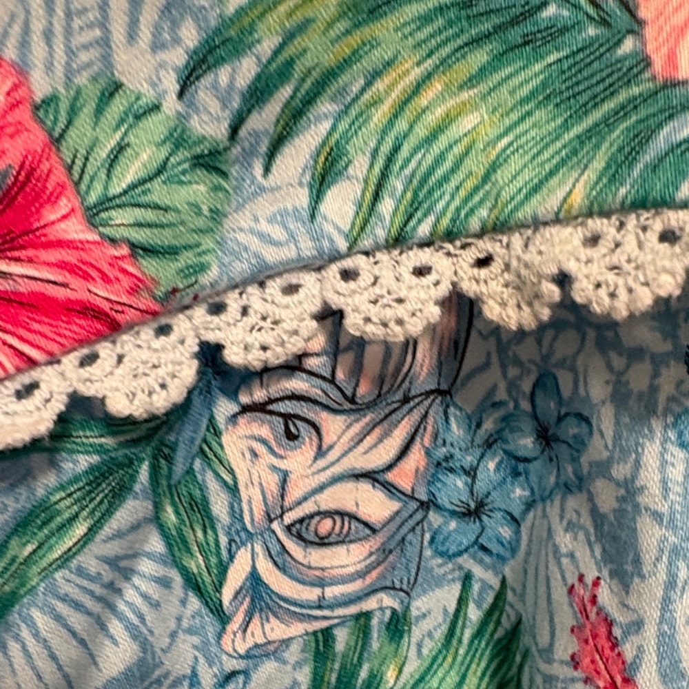 Hot Topic Hawaiian Tiki Floral Halter Pin Up Fit And Flare Dress X-Large - Picture 5 of 8